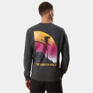 The North Face ⛷️ Sweatshirt Snow Maven Ski Gray Pink Orange Pullover Men Medium